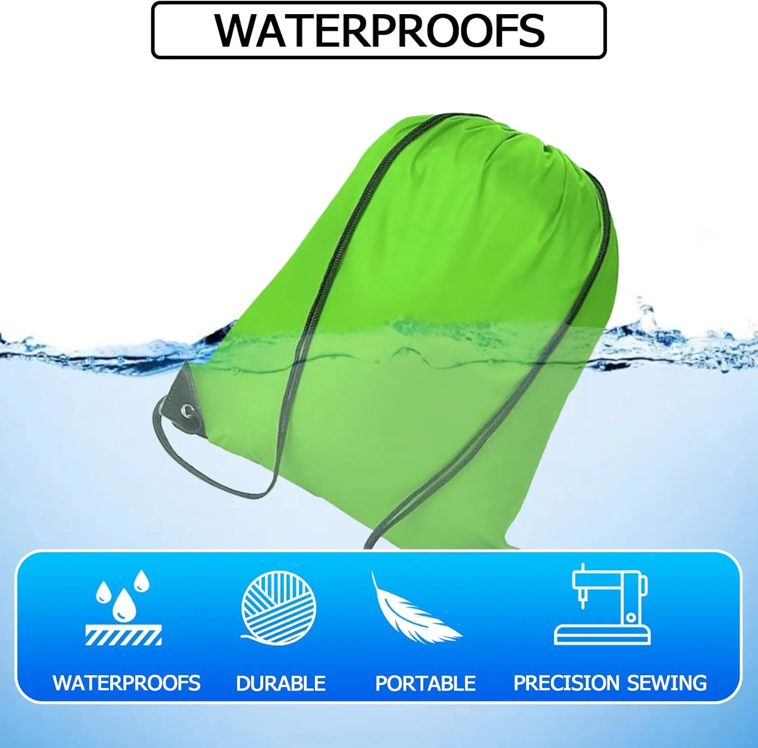 INVODA Drawstring Backpack Bulk String Backpack Drawstring Bags Sport Gym Cinch Bag Sackpack for Women Men (Green 24PCS)