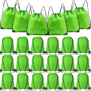 INVODA Drawstring Backpack Bulk String Backpack Drawstring Bags Sport Gym Cinch Bag Sackpack for Women Men (Green 24PCS)