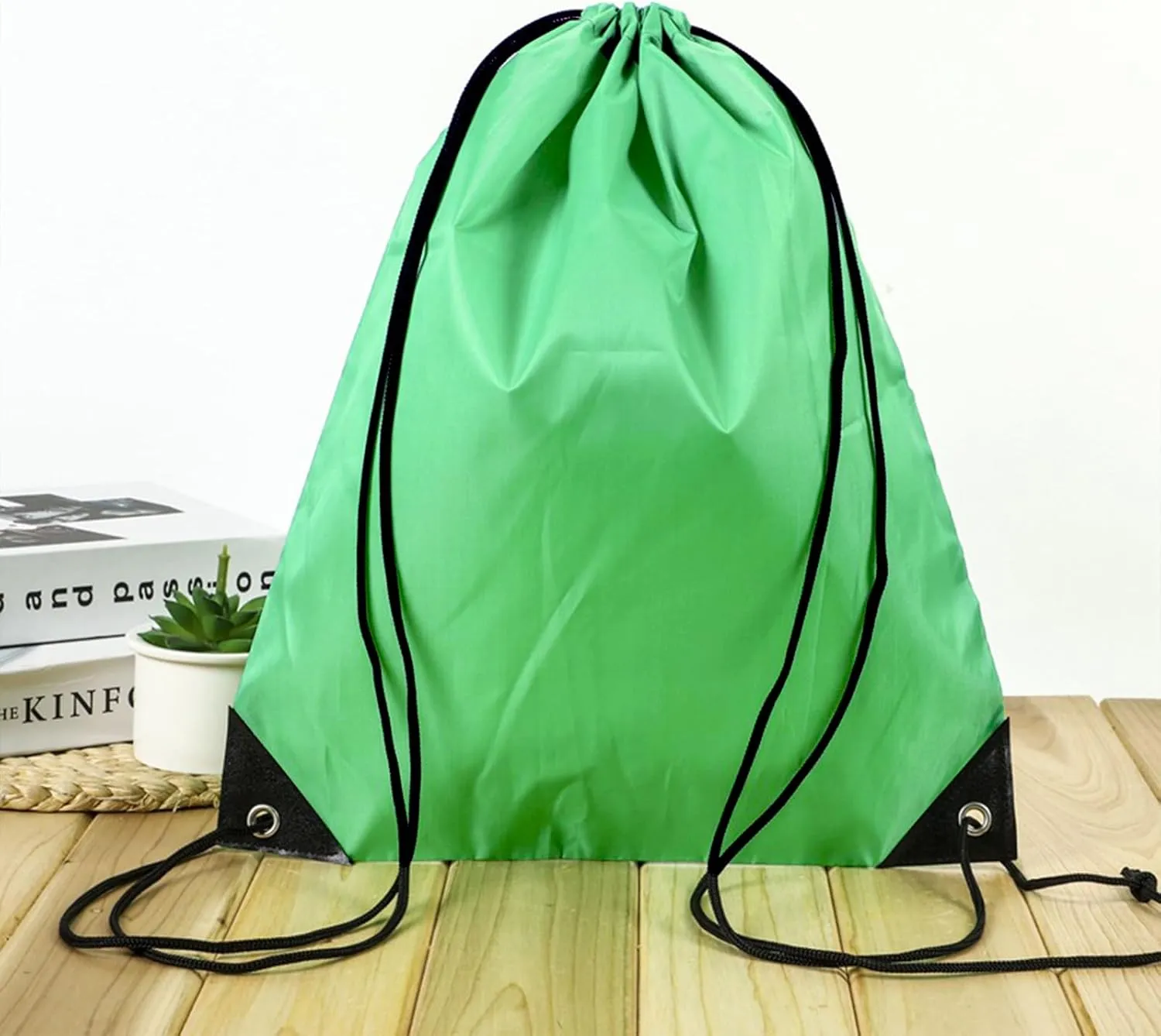INVODA Drawstring Backpack Bulk String Backpack Drawstring Bags Sport Gym Cinch Bag Sackpack for Women Men (Green 24PCS)