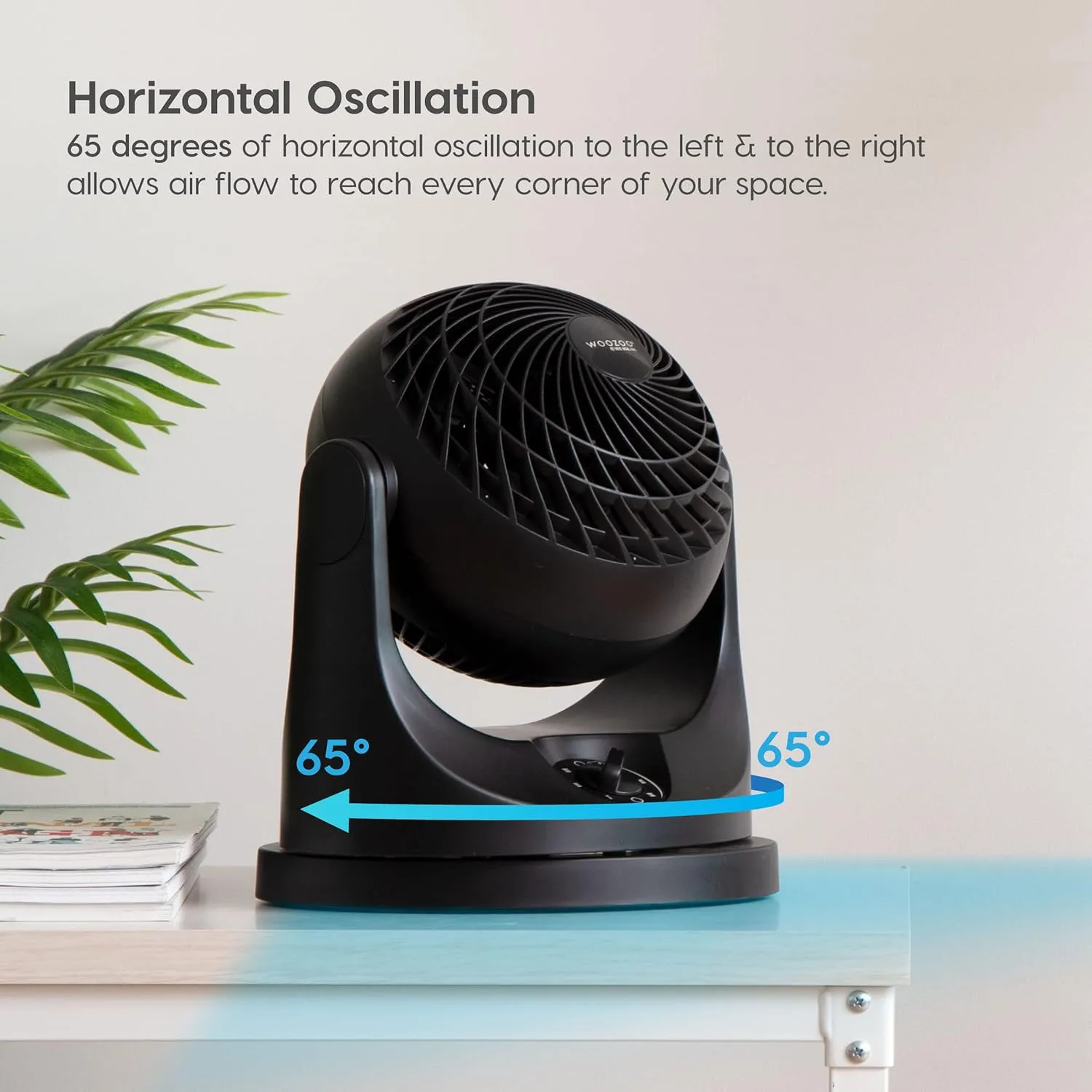IRIS USA WOOZOO Desk Fan with Remote, Oscillating Table Air Circulator, 3 Speeds, 52ft Max Air Distance, 112° Adjustable Tilt, Low Noise Motor, Small Fan for Bedroom, Office, Dorm, Black