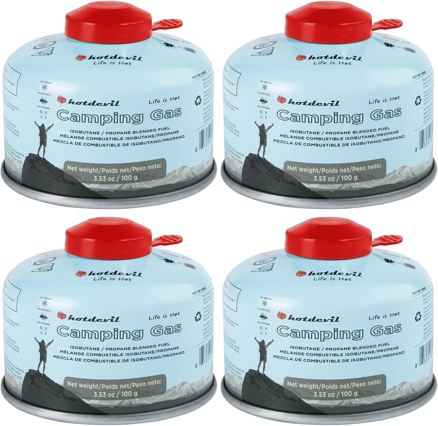 Isobutane Fuel Canister 100 Gram Camping Stove Fuel Butane Backpacking Stove Fuell Camping Fuel Canister Isobutane Propane Fuel Canister 4 oz(4 Pack)
