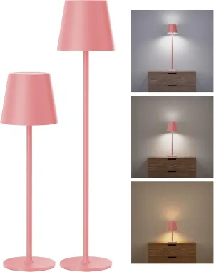 JACKYLED Cordless Table Lamps Rechargeable, 3 Adjustable Height, 5000mAh Battery Operated, 3 Colors Smooth Dimming, Portable LED Waterproof Table Lamp for Dining, Bedroom, Outdoor (2 Pack-Girly Pink)