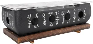 Japanese Style BBQ Grill Stove Charcoal Barbecue Stove Portable Outdoor BBQ Grill Stove Rectangle Calligraphy Quick Heating Aluminum Alloy Wire Grill Base for Camping Picnics (XL)