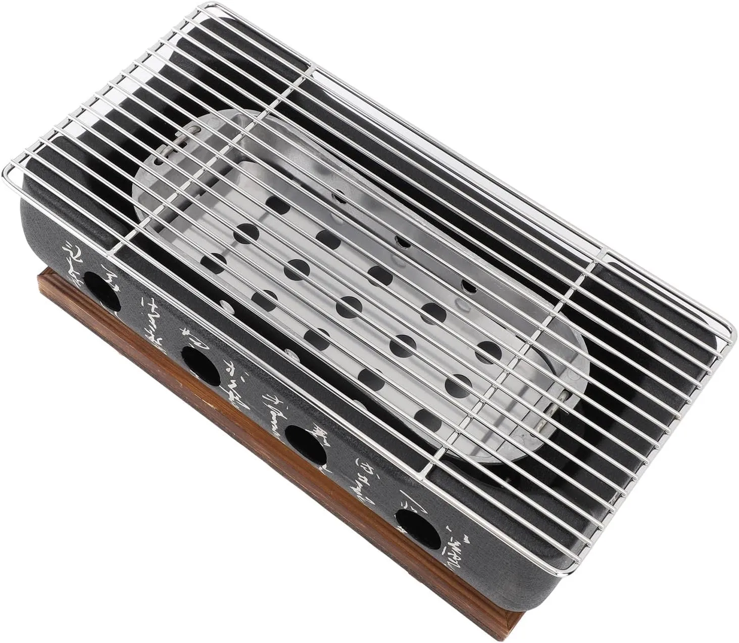 Japanese Style BBQ Grill Stove Charcoal Barbecue Stove Portable Outdoor BBQ Grill Stove Rectangle Calligraphy Quick Heating Aluminum Alloy Wire Grill Base for Camping Picnics (XL)