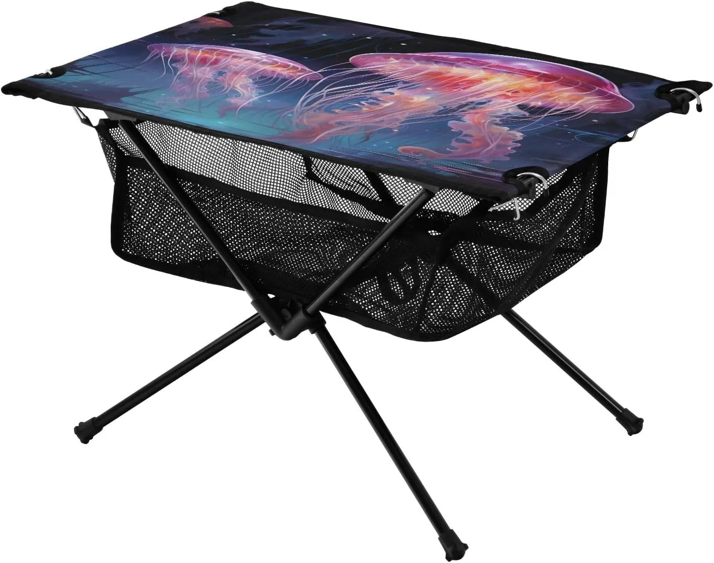 Jellyfish Pattern Portable Folding Camping Table, Compact Lightweight Beach Table with Carrying Bag for Outdoor Picnics, BBQs, Camp