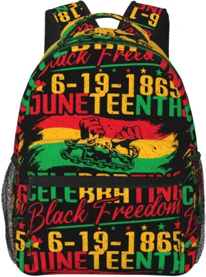 Juneteenth Black Freedom Backpack Lightweight Laptop Backpack Casual Daypack Travel Double Shoulder Bag For Women Men