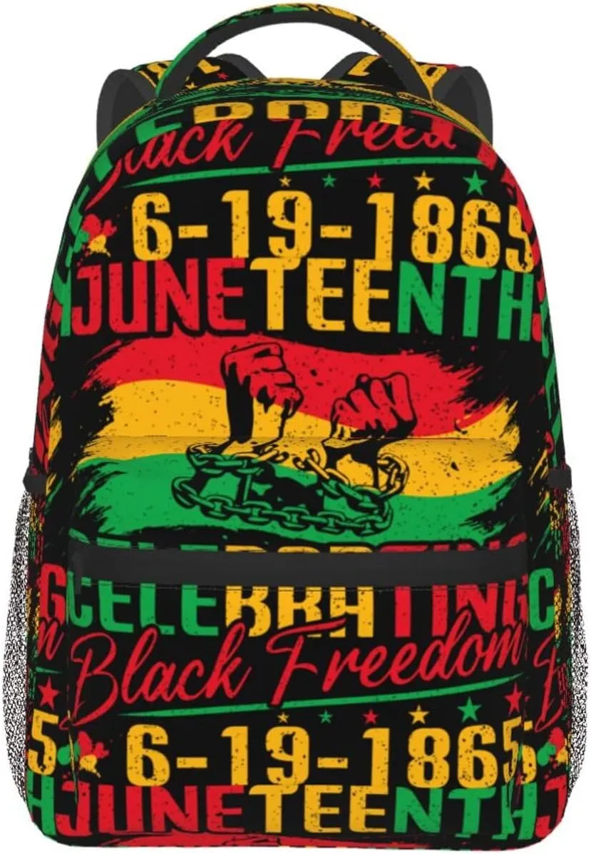 Juneteenth Black Freedom Backpack Lightweight Laptop Backpack Casual Daypack Travel Double Shoulder Bag For Women Men