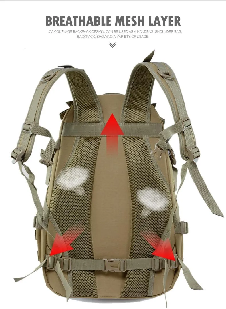 Jungle Leopard 40L Tactical Backpack Men Camping Hiking Bag Reflective Travel Survival MOLLE Climbing Rucksack(WC)