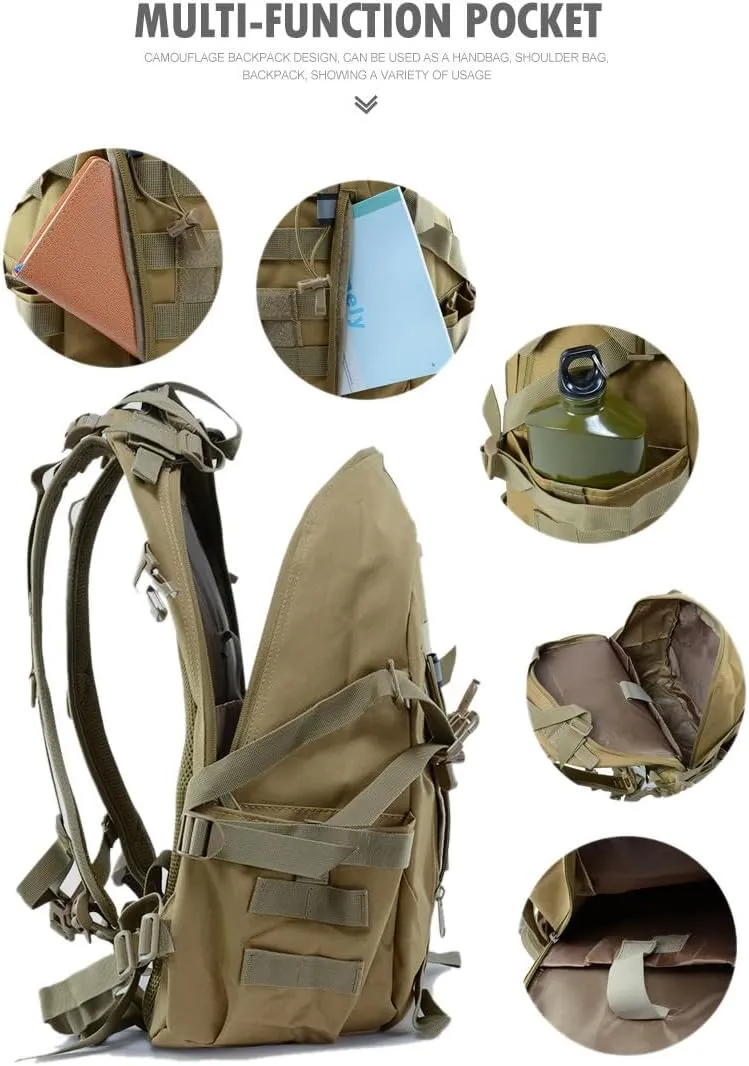 Jungle Leopard 40L Tactical Backpack Men Camping Hiking Bag Reflective Travel Survival MOLLE Climbing Rucksack(WC)