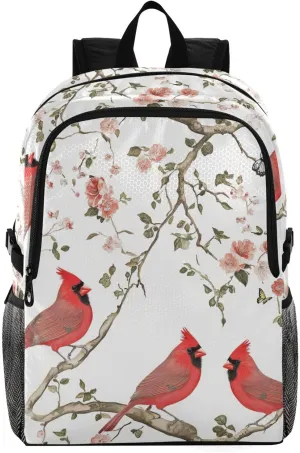 JUNZAN Cardinal Birds Waterproof Backpack for Women Packable Travel Backpack Lightweight Daypack Foldable Hiking Backpack