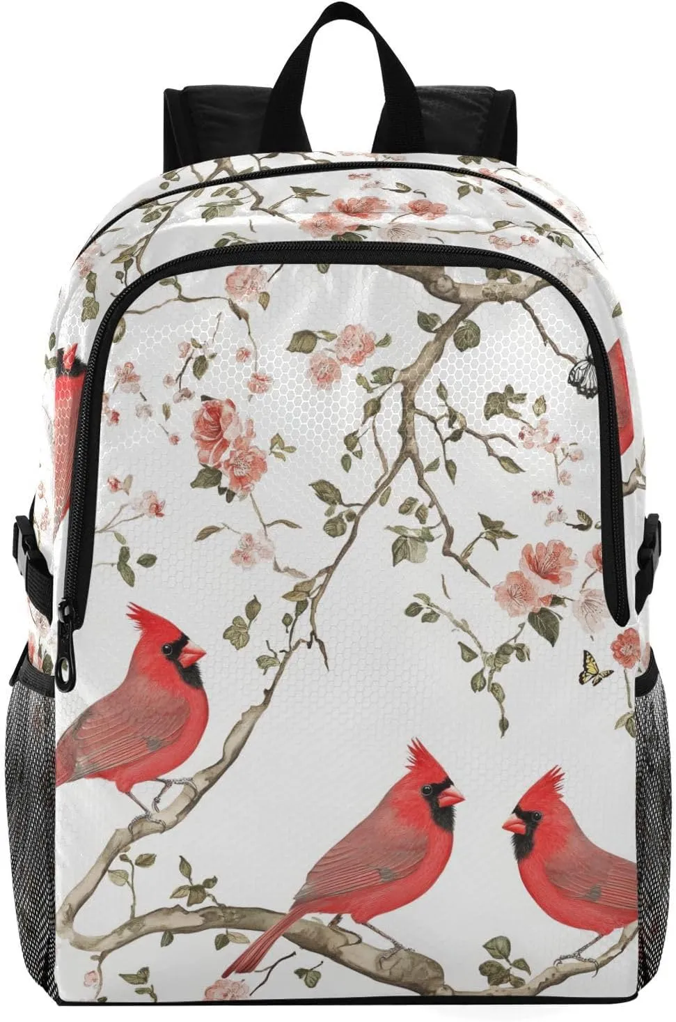 JUNZAN Cardinal Birds Waterproof Backpack for Women Packable Travel Backpack Lightweight Daypack Foldable Hiking Backpack