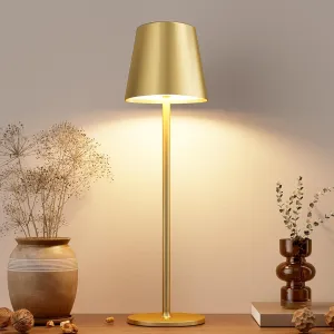 Kakanuo Cordless Table Lamp, Battery Operated Lamp, Portable LED Wireless Rechargeable Lamp, 3 Color Stepless Small Table Lamp for Restaurant, Bar, Party, Camping and Bedroom - Gold