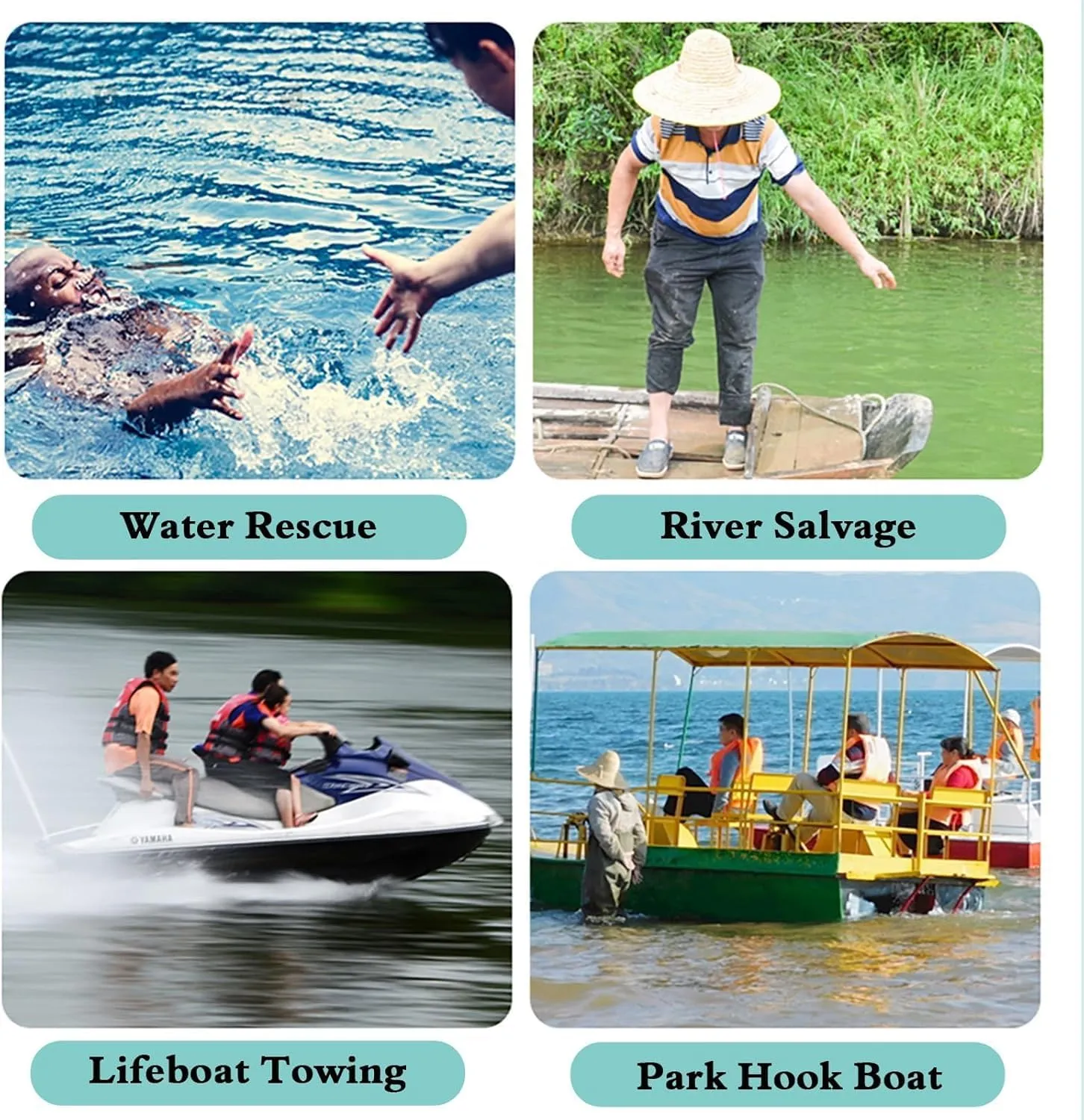 Katzowen 13' 16 Ft 20 Feet Long Adjustable Rustproof Safety Boat Push Pole, Telescoping Retrieval Hook Utility, for Docking Rope, Swimming Pool Rescuing Gripping Tool