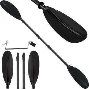Kayak Paddle, 70inch to 95inch Telescopic Canoe Paddle Adjustable for Boat Oars with Kayak Paddles Leash Made of Metal Pole Sturdy Black (70inch-95inch)