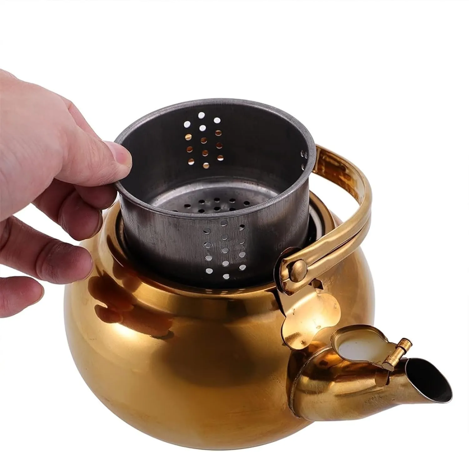 Kettle with Infuser, Camping Coffee & Tea Pots, Stove Teapot, Household Stainless Steel Teapot(18CM)