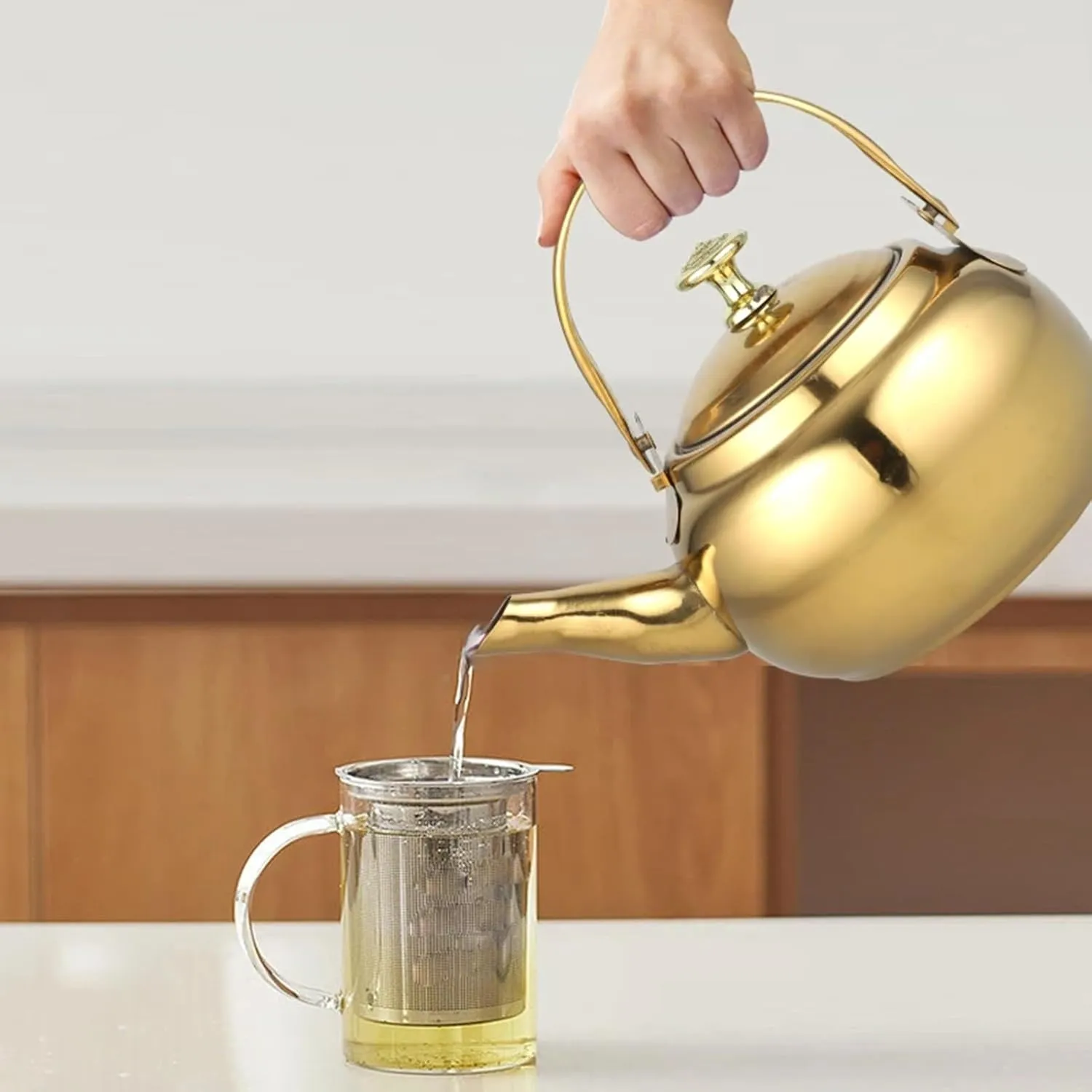 Kettle with Infuser, Camping Coffee & Tea Pots, Stove Teapot, Household Stainless Steel Teapot(18CM)