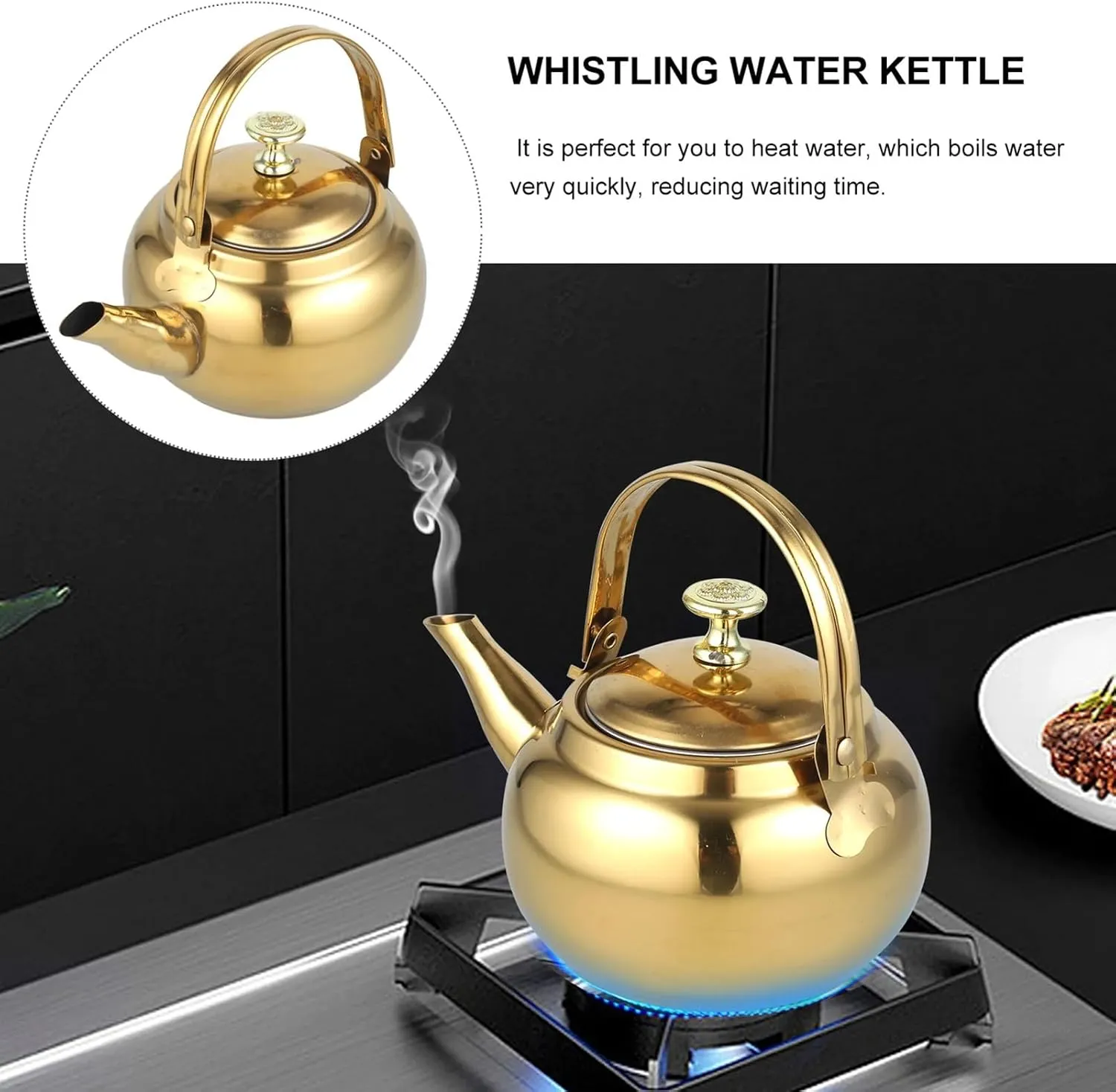 Kettle with Infuser, Camping Coffee & Tea Pots, Stove Teapot, Household Stainless Steel Teapot(18CM)