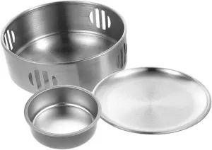 Kichvoe stainless steel grill portable stove with rack tea mug warmer stainless steel stove camp cooking stove metal grill food burner stove tea stove warmer camping stove Commercial