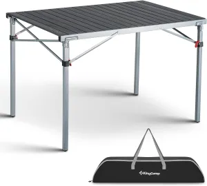 KingCamp Camping Table Folding Garden Table Steel Frame Aluminum Roll Up Table Top Folding Tables Portable with Carry Bag for 4-6 Person Outdoor Table