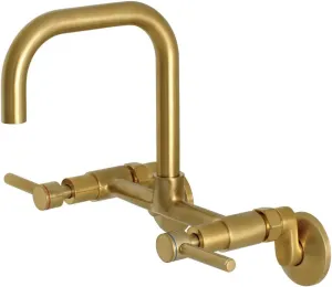 Kingston Brass Concord 8-Inch Adjustable Center Wall Mount Kitchen Faucet, Brushed Brass
