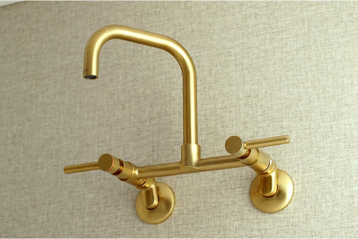 Kingston Brass Concord 8-Inch Adjustable Center Wall Mount Kitchen Faucet, Brushed Brass