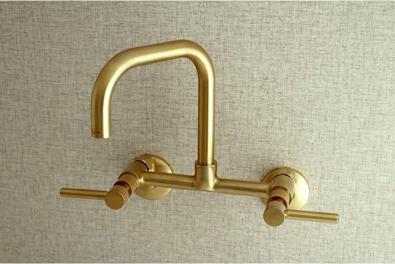 Kingston Brass Concord 8-Inch Adjustable Center Wall Mount Kitchen Faucet, Brushed Brass