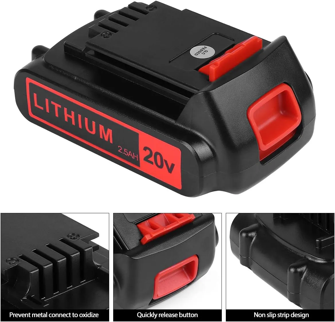 KINGTIANLE 2packs Replace Battery for Black and Decker 20v Max 2500mAh, LBXR20 Replacement Battery LB20 LBX20 LBX4020 Extended Run Time Cordless Power Tools Series