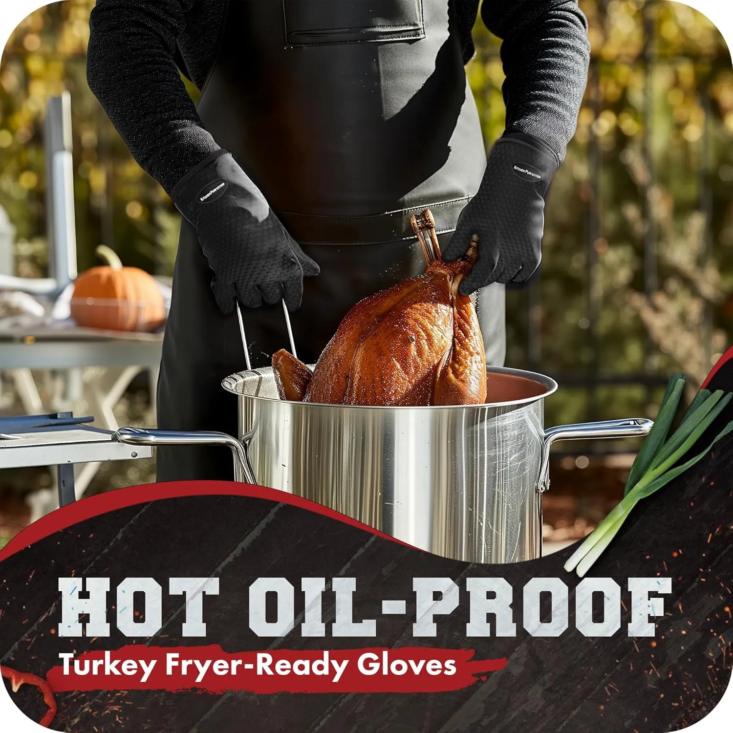KITCHEN PERFECTION XL Silicone Smoker Oven Gloves-Extreme Heat Resistant BBQ Gloves-Handle Hot Food Right on Your Grill Fryer&Pit|Waterproof Grilling Cooking Baking Mitts|Superior Value Set 3 Bonuses