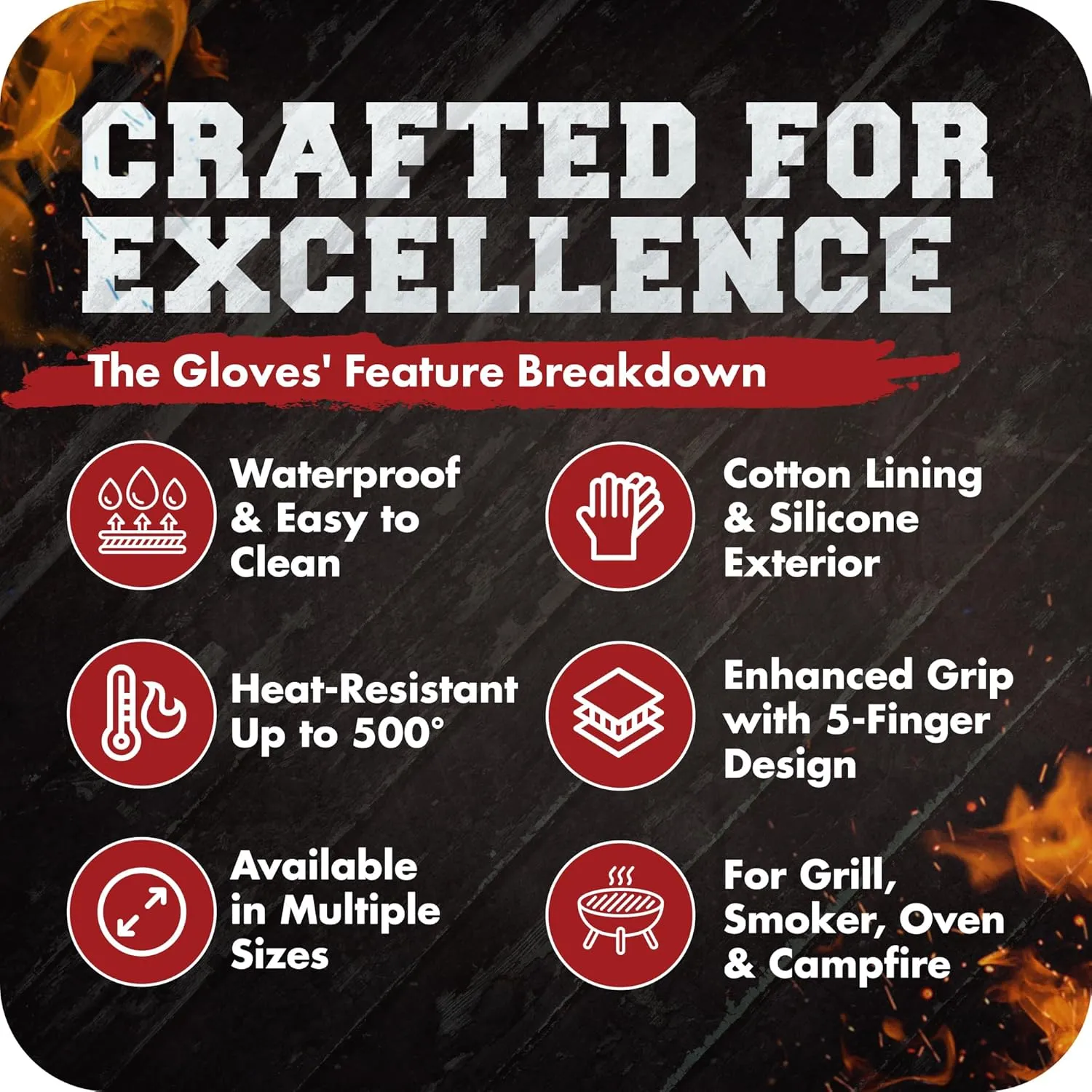 KITCHEN PERFECTION XL Silicone Smoker Oven Gloves-Extreme Heat Resistant BBQ Gloves-Handle Hot Food Right on Your Grill Fryer&Pit|Waterproof Grilling Cooking Baking Mitts|Superior Value Set 3 Bonuses