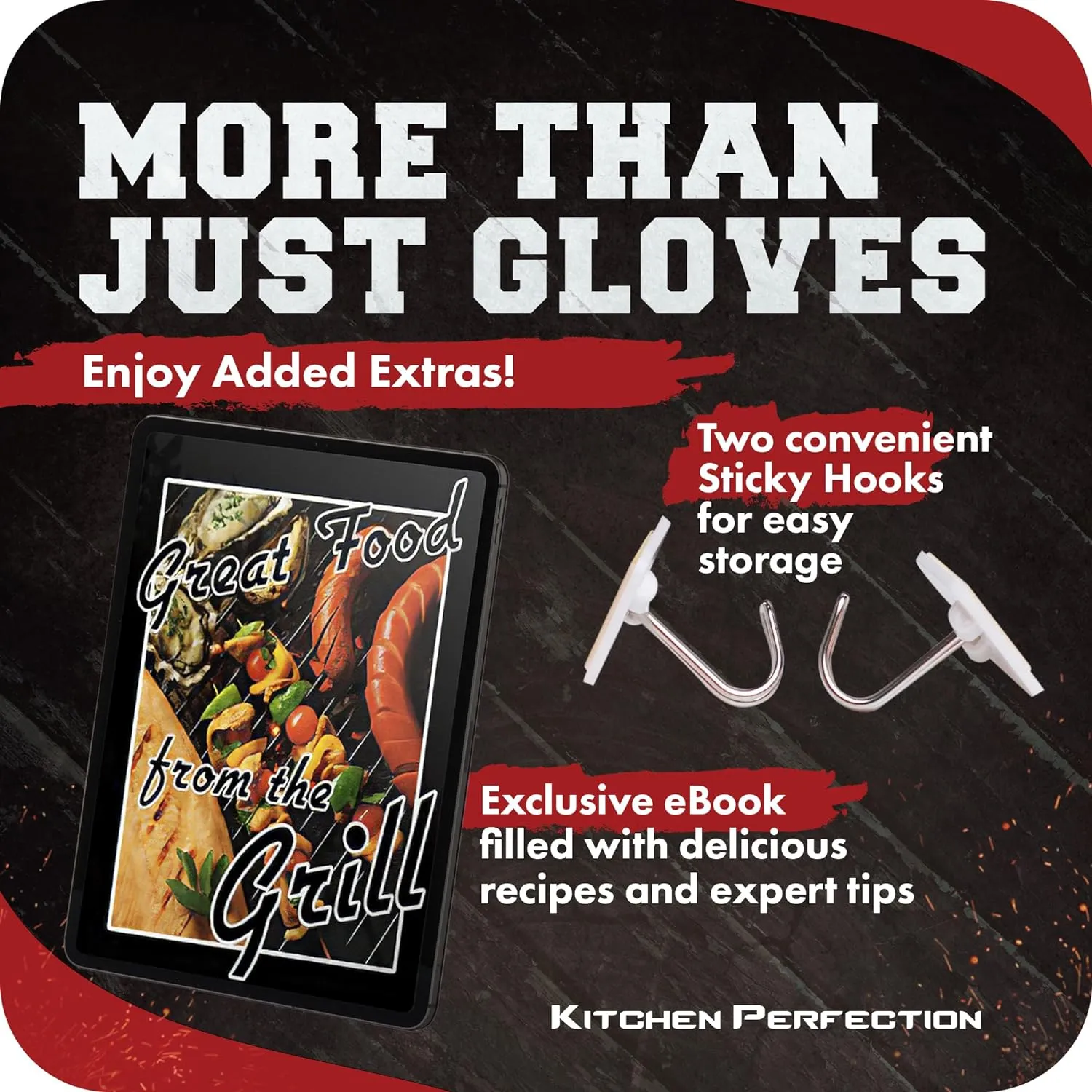 KITCHEN PERFECTION XL Silicone Smoker Oven Gloves-Extreme Heat Resistant BBQ Gloves-Handle Hot Food Right on Your Grill Fryer&Pit|Waterproof Grilling Cooking Baking Mitts|Superior Value Set 3 Bonuses
