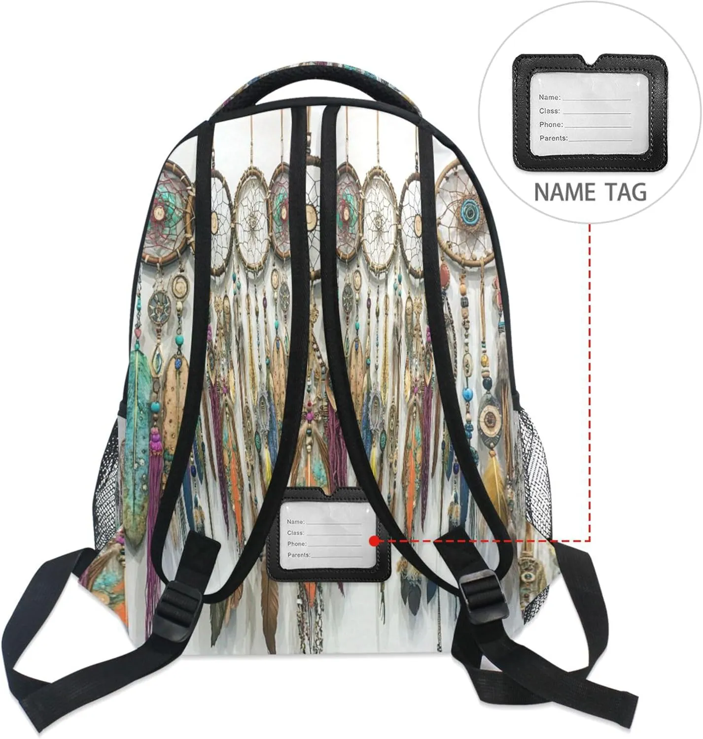 KLL Backpacks for Teenager Waterproof Carry On Backpacks with Chest Strap Gift Men & Women Boho Vintage Dream Catchers
