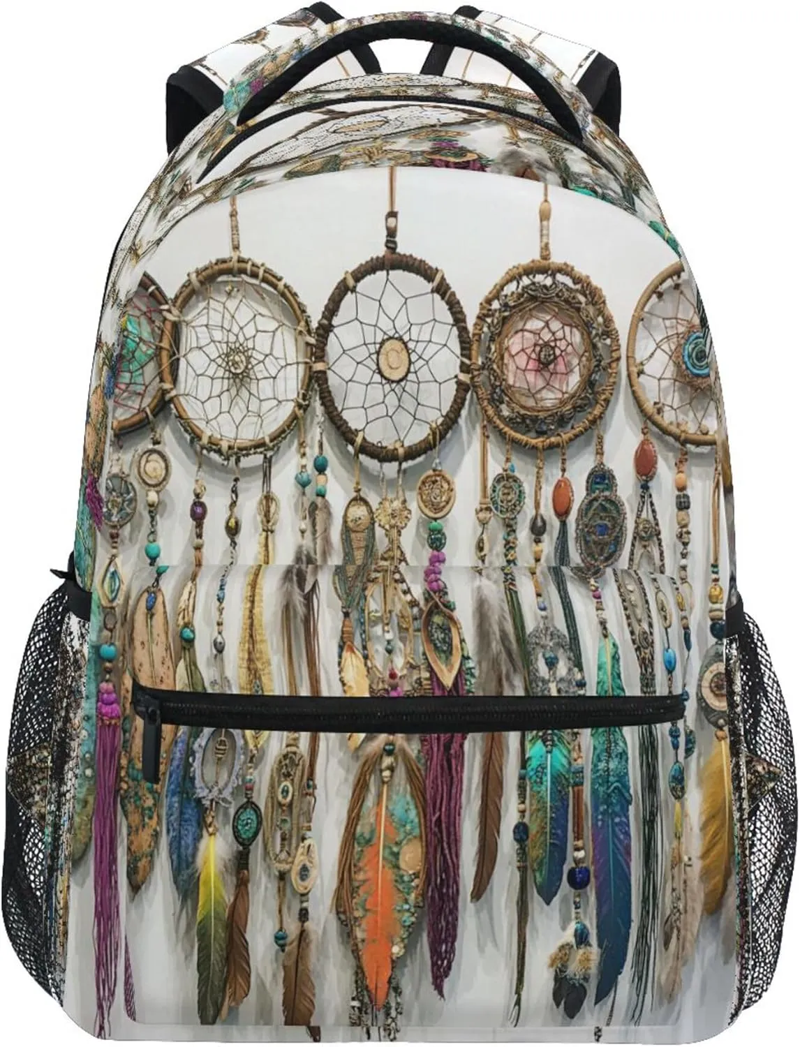KLL Backpacks for Teenager Waterproof Carry On Backpacks with Chest Strap Gift Men & Women Boho Vintage Dream Catchers
