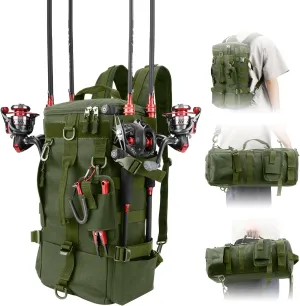 KOMCLUB Fishing Bag Sling Tackle Storage Backpack Dark Green Fishing Gear Bag Outdoor Lightweight Water-Resistant Store Gear and Equipment