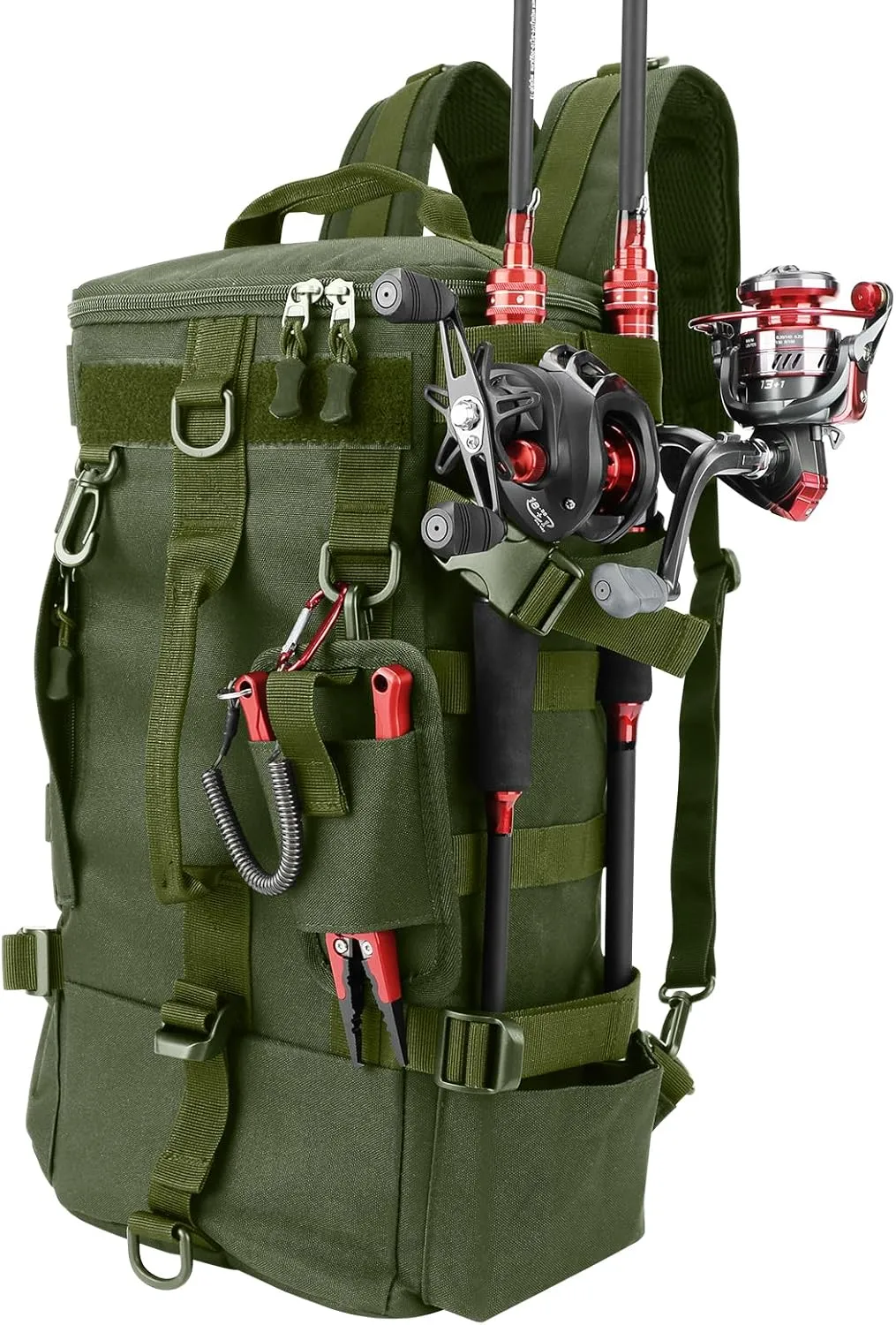 KOMCLUB Fishing Bag Sling Tackle Storage Backpack Dark Green Fishing Gear Bag Outdoor Lightweight Water-Resistant Store Gear and Equipment
