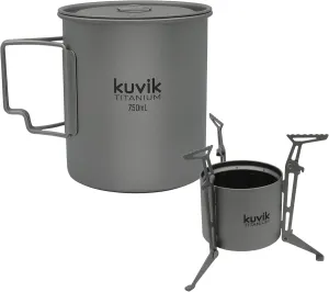 Kuvik Titanium 750ml (25.4 oz) Pot & Titanium Siphon Alcohol Stove Bundle
