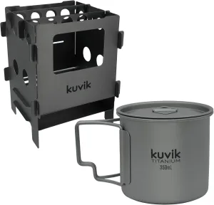 Kuvik Titanium Compact Wood Stove & 350ml (11.8 oz) Titanium Cup Bundle