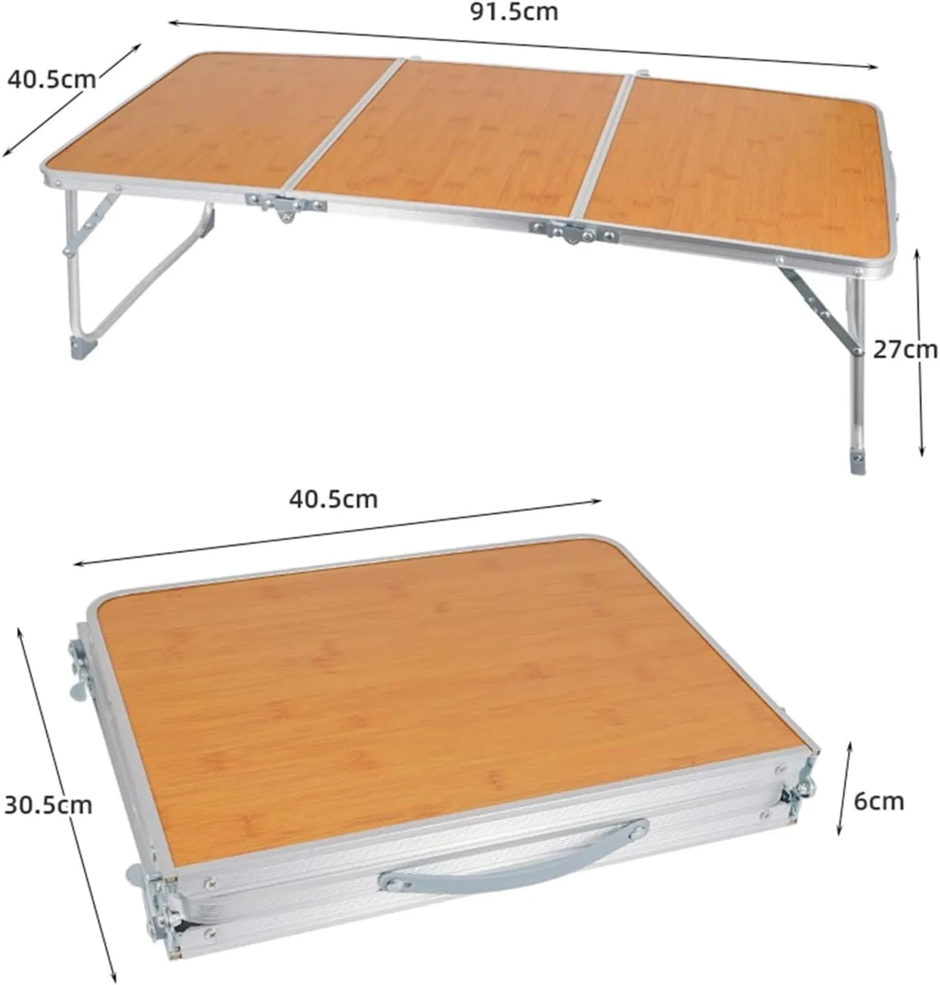 KYOFIS Wooden Bamboo Board Folding Table, Portable Folding Picnic Table with Handle and Storage Bag Camping Table for Outdoor Travel Picnic(Large )