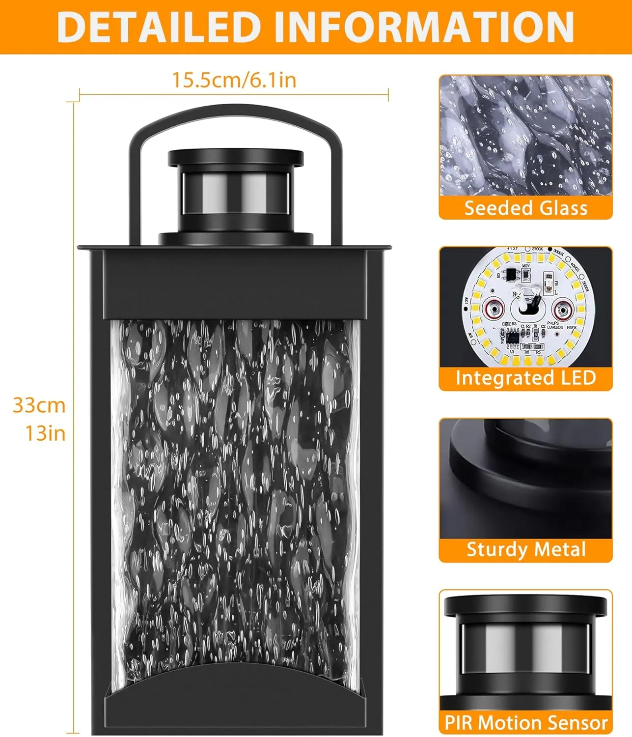 Lamomo Motion Sensor Outdoor Lights, 2 Packs LED Integrated Porch Lights, 1200 Lumen Dusk to Dawn Outdoor Wall, Waterproof Anti-Rust Exterior Light Fixture, 13W, Modern, Black, Energy Saving