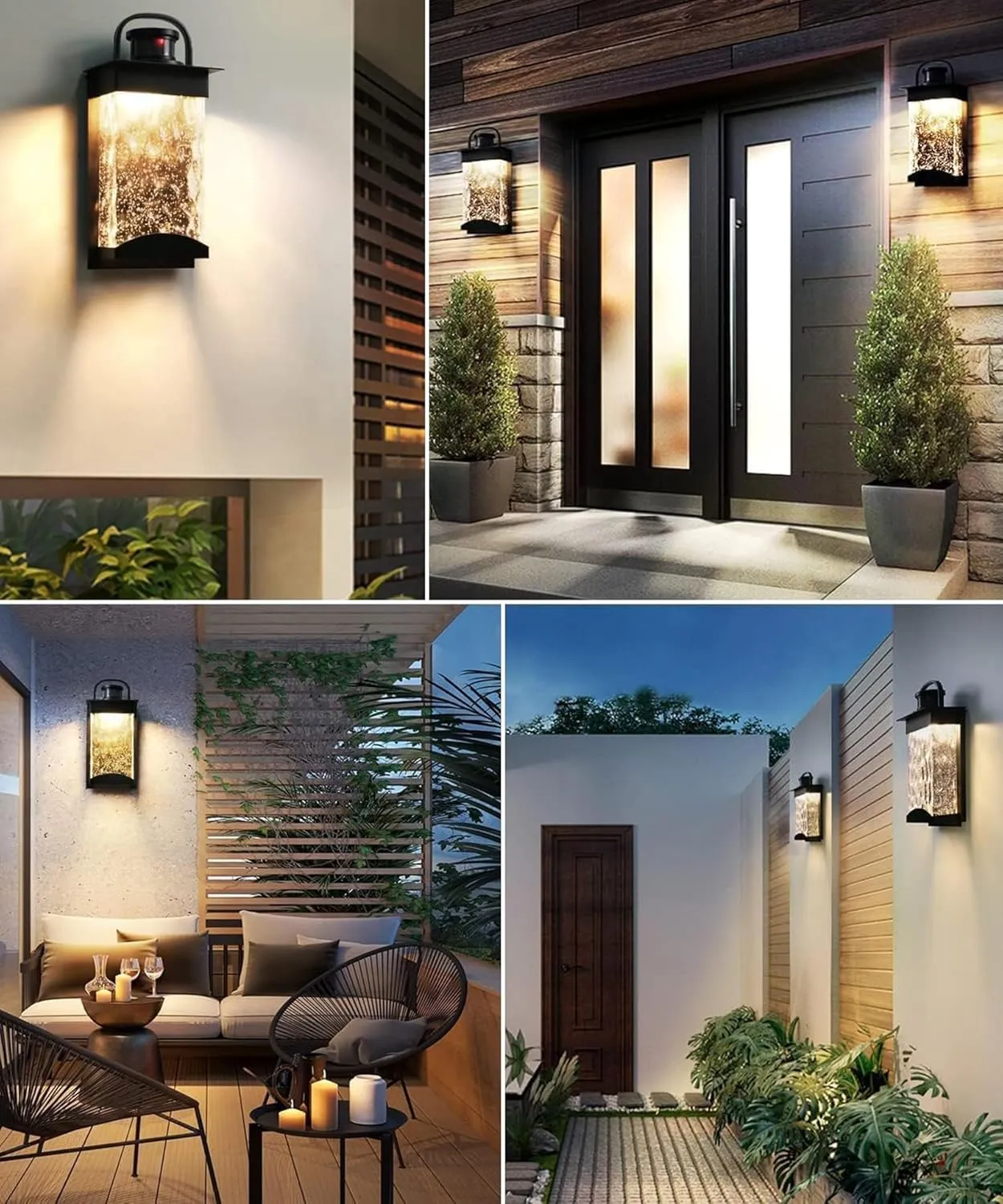 Lamomo Motion Sensor Outdoor Lights, 2 Packs LED Integrated Porch Lights, 1200 Lumen Dusk to Dawn Outdoor Wall, Waterproof Anti-Rust Exterior Light Fixture, 13W, Modern, Black, Energy Saving