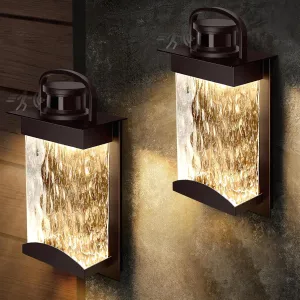 Lamomo Motion Sensor Outdoor Lights, 2 Packs LED Integrated Porch Lights, 1200 Lumen Dusk to Dawn Outdoor Wall, Waterproof Anti-Rust Exterior Light Fixture, 13W, Modern, Bronze, Energy Saving