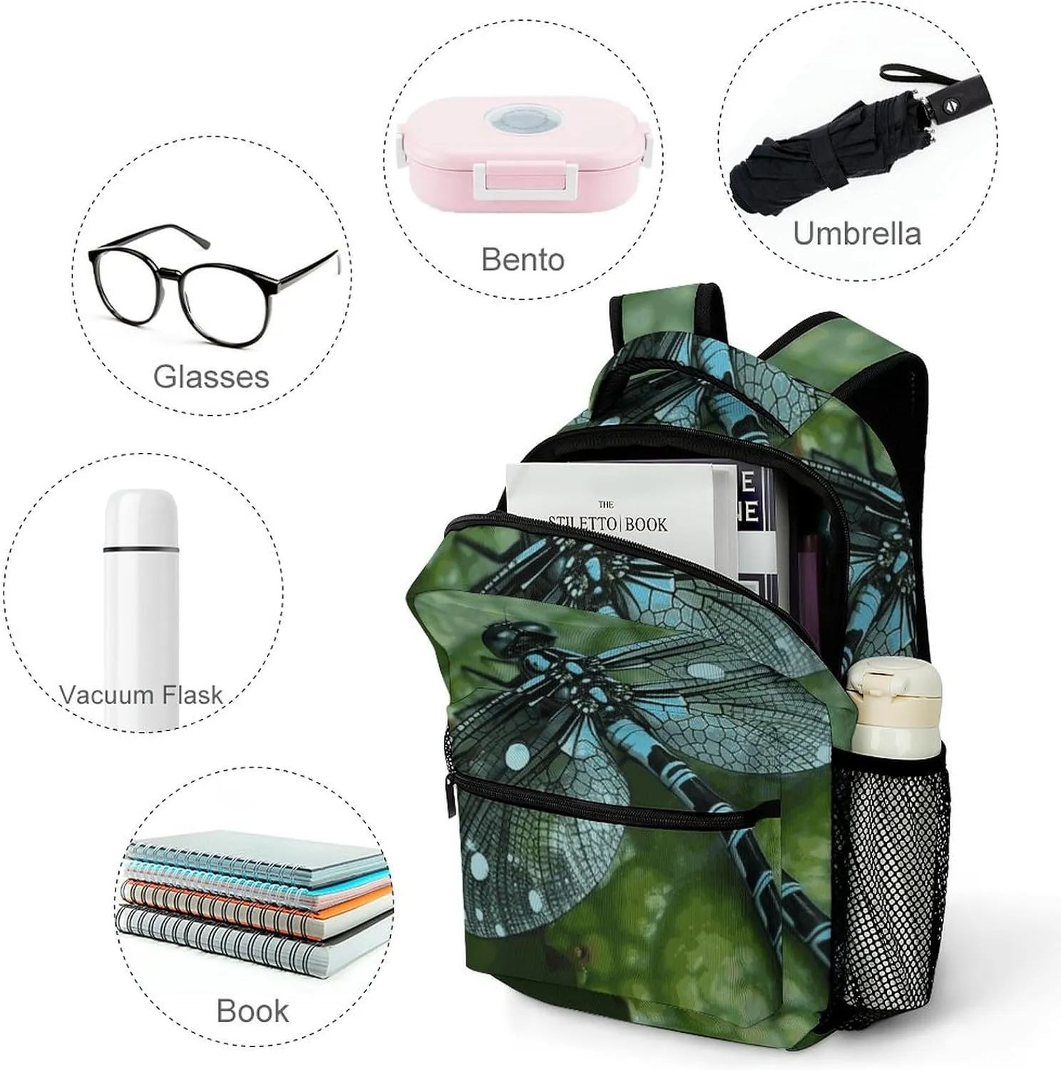 Laptop Backpack for Men Women Lightweight Daypack with Compartment Rucksack Blue Dragonfly Laptop Bag