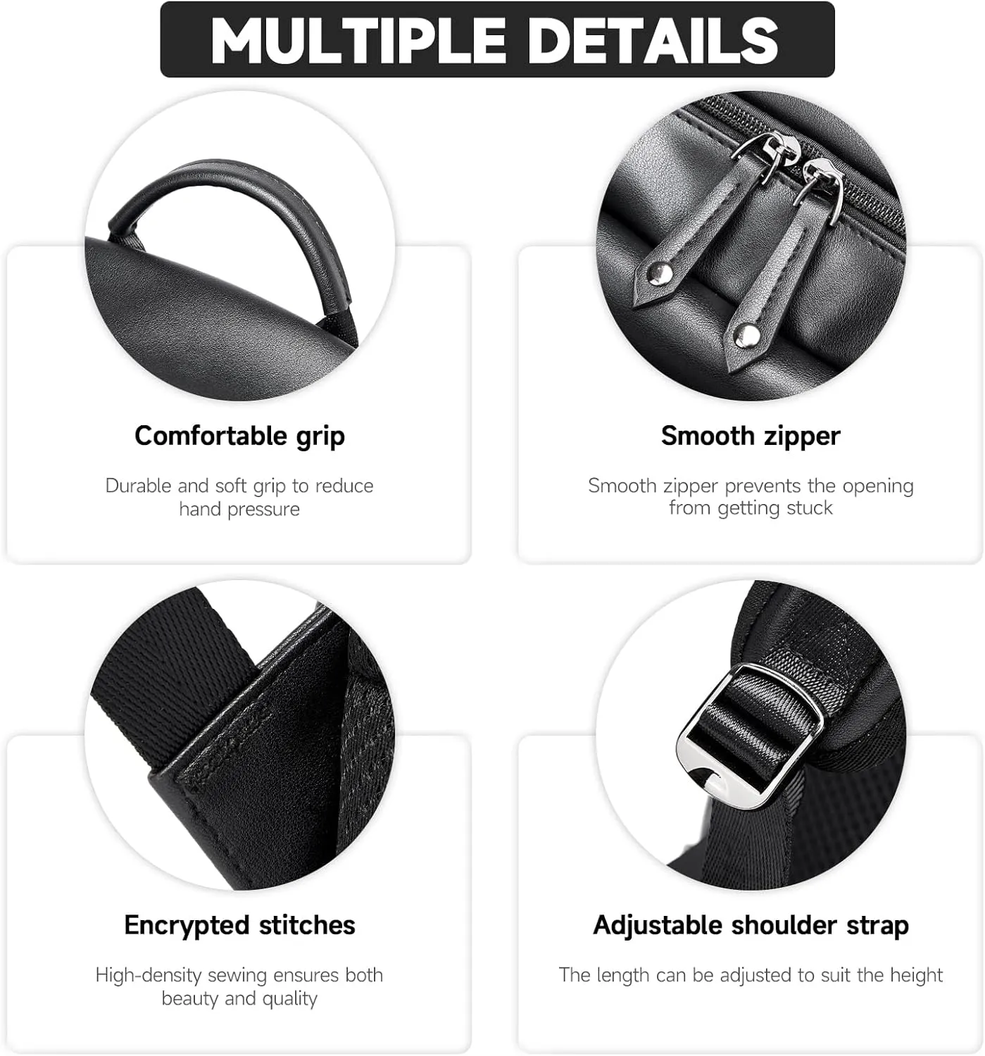 Laptop Backpack For Men Women Waterproof 15 Inch Pu Leather Black Casual Backapck For Work Business Travel College