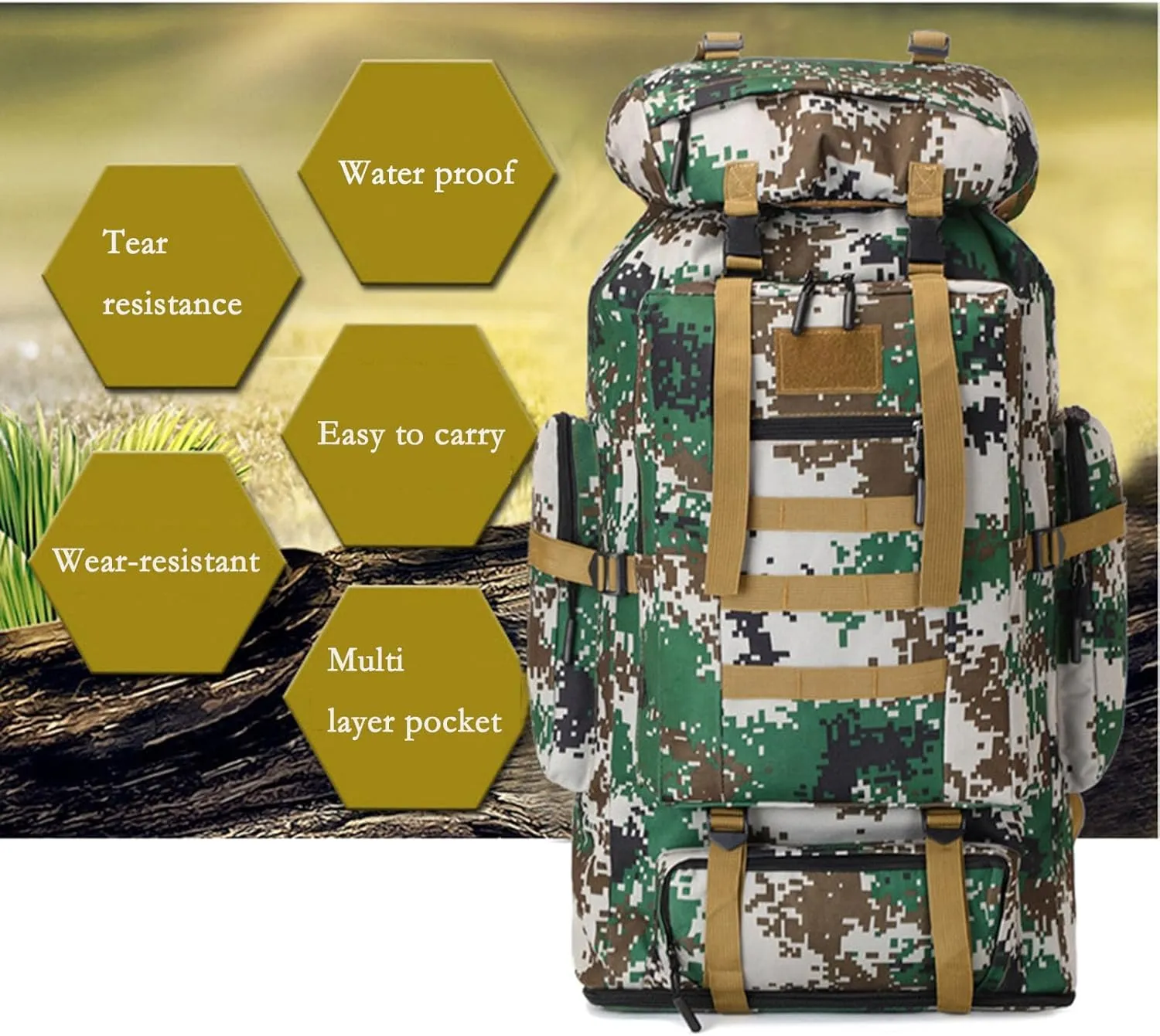 Large Capacity Backpack 100L, Outdoor Hiking Backpack Camping Trekking Survival Backpacks for Cycling, Climbing