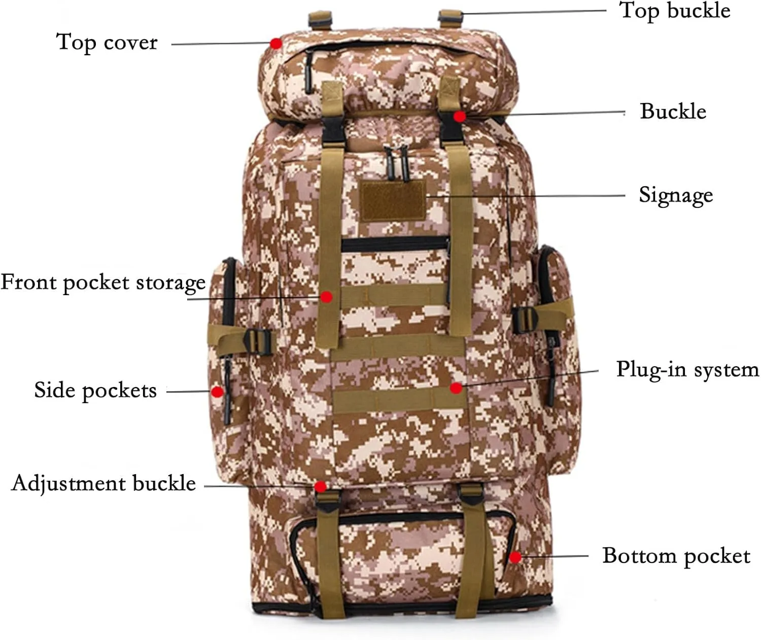 Large Capacity Backpack 100L, Outdoor Hiking Backpack Camping Trekking Survival Backpacks for Cycling, Climbing
