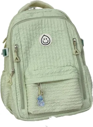 Large Capacity Textured Waterproof Backpack with pins and Accessories small cosmetic bag (Green)