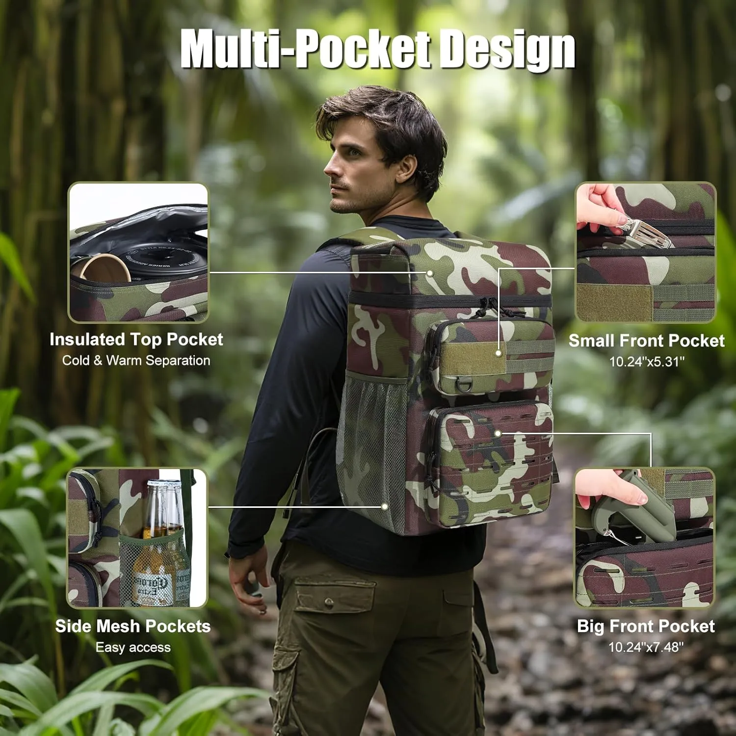 Large Cooler Backpack, Insulated Leak Proof Waterproof Travel Bag, Portable Lightweight Beach Camping Lunch Backpack for Men and Women