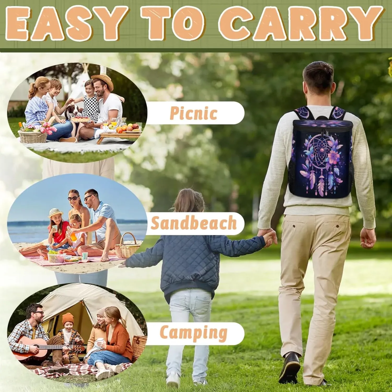 Large Insulated Cooler Backpack, Leak Proof Backpack 30 Cans, Cooler Bag for 12h Hot/Cold Retention
