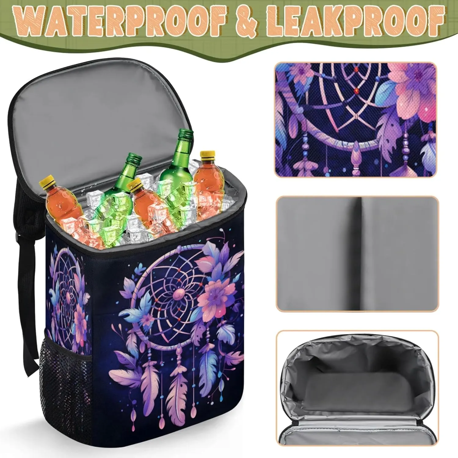 Large Insulated Cooler Backpack, Leak Proof Backpack 30 Cans, Cooler Bag for 12h Hot/Cold Retention