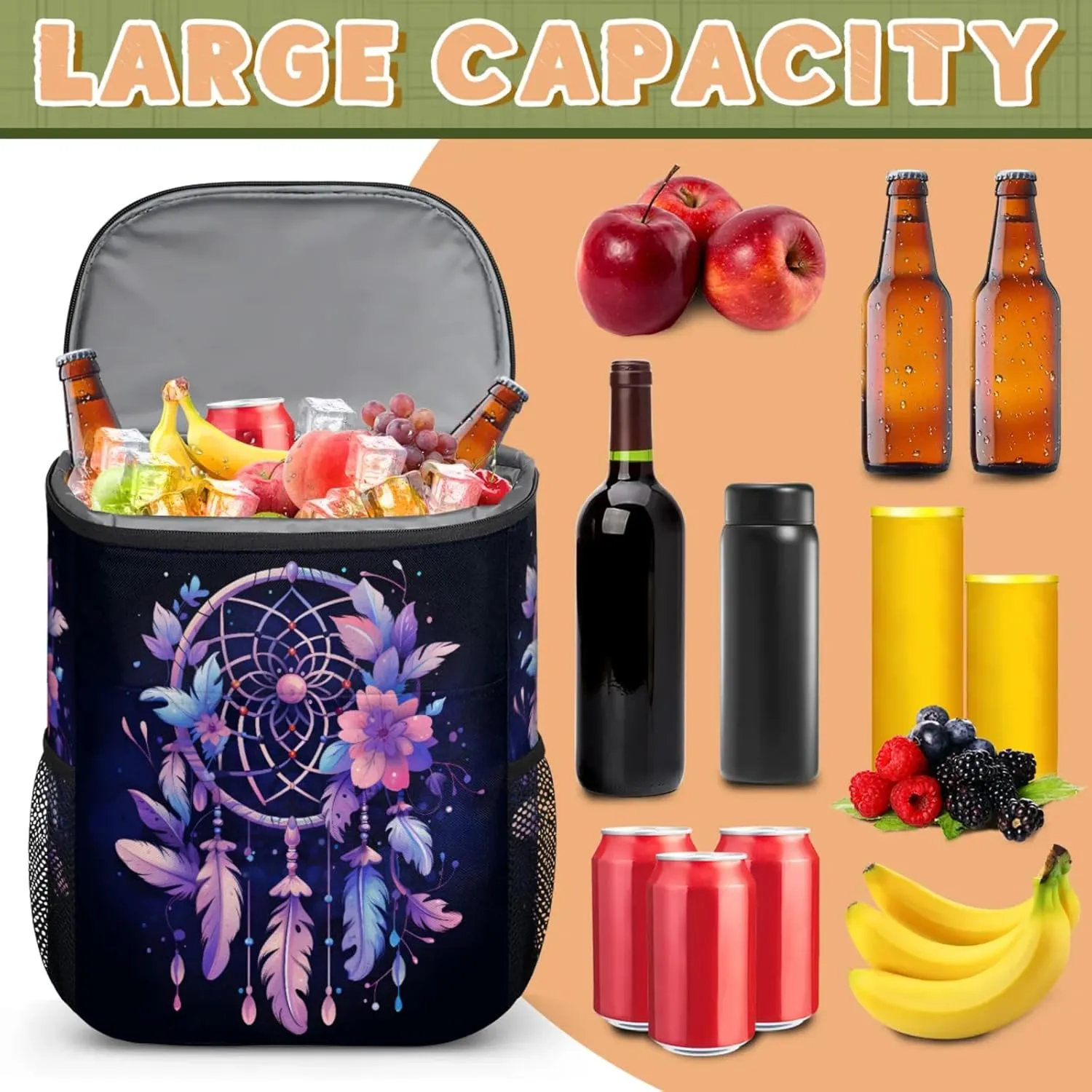 Large Insulated Cooler Backpack, Leak Proof Backpack 30 Cans, Cooler Bag for 12h Hot/Cold Retention