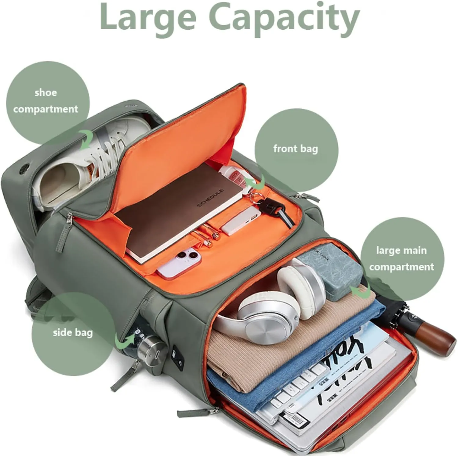 Large Travel Backpack,50L Carry-On Backpack Water Resistant Flight Approved Weekender Bag Luggage Backpack Business Daypack for Men and Women(Army Green)